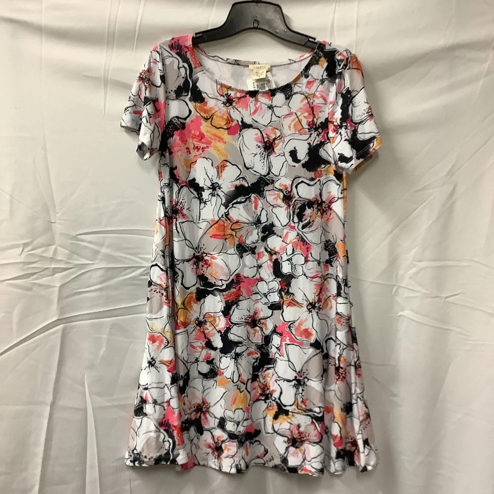 Yelete женщин Shift платье многоцветный цветочный короткие рукава круглый вырез размер маленький - Изображение 1 из 4
