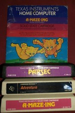 PARSEC, A-MAZ-ING, ADVENTURE cartridges TI99/4a Texas Instruments 