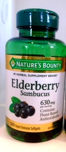 Nature's Bounty Sambucus Elderberry Supplement Softgels, 630 mg 120 Ct - Picture 1 of 2