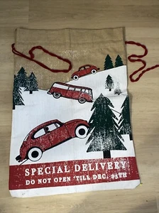 Vw Volkswagen Burlap Sack Gift Bags: XLarge Xmas Package Storage"wall Art 31x21” - Picture 1 of 4