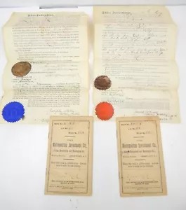 2H Paar 1893 Garantieurkunden Islip New York State Metropolitian Investment Co - Bild 1 von 7