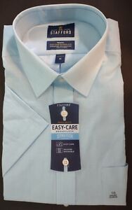 Stafford Mens S Sleeve Easy-Care Broadcloth Stretch S, M, L, XL PALE BLUE