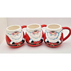 Vintage Christmas Santa Claus Mugs Hand Painted Set of 3 Ceramic Made in Taiwan