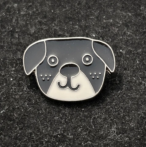 Medium Vintage Brass Enamel Realistic Dog Head Button #459 Cover