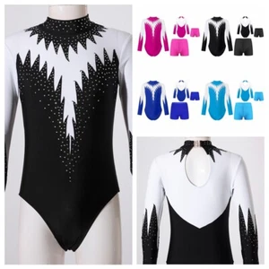 Girls Outfits Dance Dancewear Tracksuit Long Sleeve Running With Shorts Gym Top - Picture 1 of 55