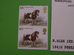 GB 1978 SG1064 HORSES SHETLAND PONY 10½p ERROR PART IMPERFORATE PAIR MNH - Picture 1 of 5