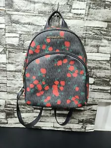 Michael Kors Abbey Logo Signature Rose Print Backpack Rare! - Picture 1 of 13