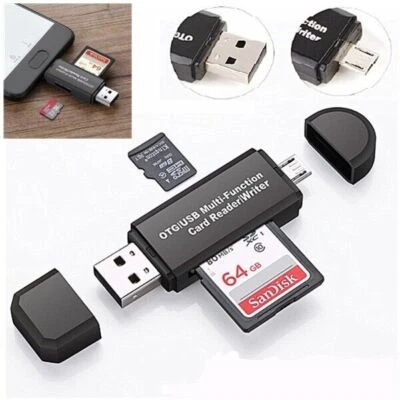Micro USB OTG auf USB 2.0 Adapter SD/Micro SD Kartenleser mit Standard USB Stecker - Bild 1 von 4