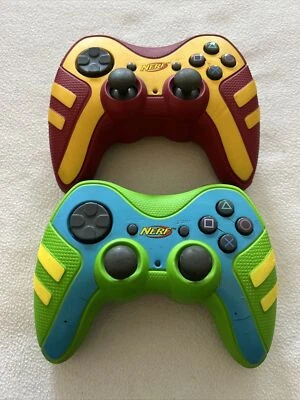 Playstation PS2 Wireless Nerf Red/Yellow And Green/Blue Controllers No Adapters - Image 1 of 2