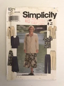 Simplicity 8001 90s Sewing Pattern Plus Size Tunic Skirt Pants - Picture 1 of 9