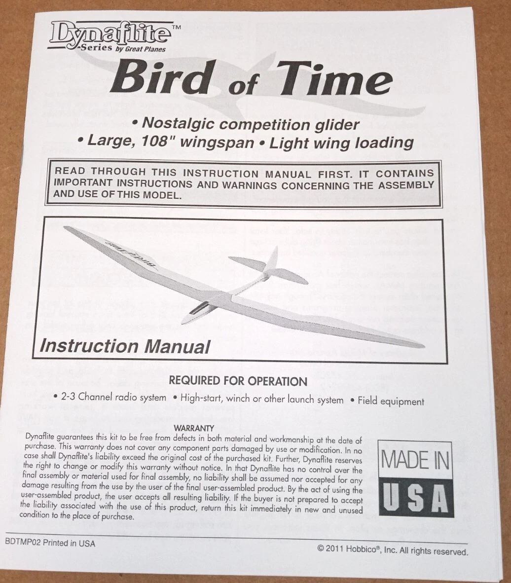 Dynaflite Bird of Time 3メートル セイルプレーンキット News Great