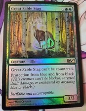 X 1 Grand Cerf-sable (great sable stag) foil french m10 nm magic mtg