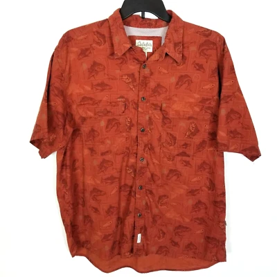Cabela's Men's Fishing Vented Shirt Size XL Orange Shirt sleeve Button Up - Image 1 of 4