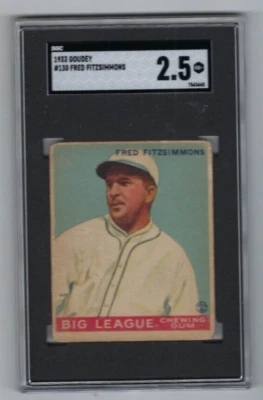 1933 Goudey baseball card #130 Fred Fitzsimmons New York Giants graded SGC 2.5 - Image 1 of 2