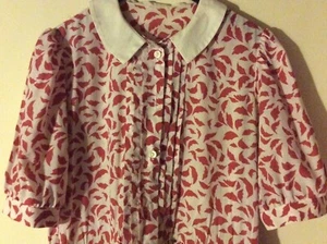 Vntg 80's Red/White Summer Shirt Dress s/sleeves Size 12 UK made White Collar - Picture 1 of 5