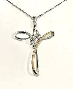 Collana con Croce Stilizzata Davite & Delucchi in oro 750 % 18 kt con Diamanti - Imagen 1 de 6
