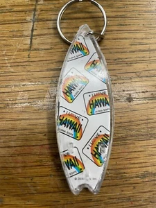 Hawaii Surfboard Keychain I Love License Plate Rainbow Plastic Key Ring Chain - Picture 1 of 3