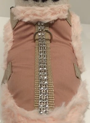 Softgeschirr warm Hundegeschirr XS-M Welpen rosa Chihuahua Plüsch Straß Glitzer - Bild 1 von 4