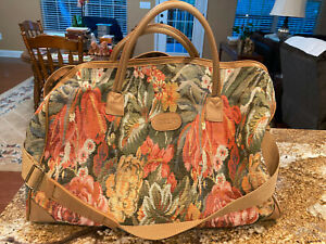 Vintage Floral Print Adolfo Travel Bag Luggage Large with Accessories