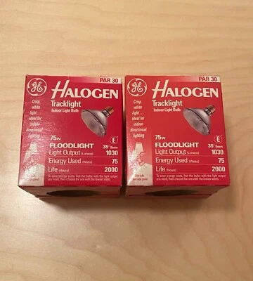 2 NEW GE 75 Watt Par 30 Floodlights, 1030 Lumens, HALOGN, RARE - Image 1 of 3