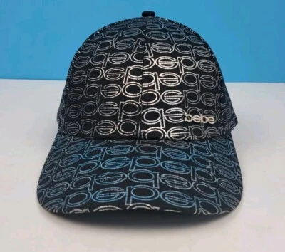 Gorra de béisbol ajustable BEBE Signature con logotipo AOP negra y plateada para mujer nueva con etiquetas Foto 1 de 4