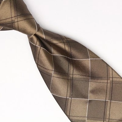 Corbata de seda para hombre GC Internazionale bronce a cuadros negro blanco tejido a cuadros Italia Foto 1 de 4