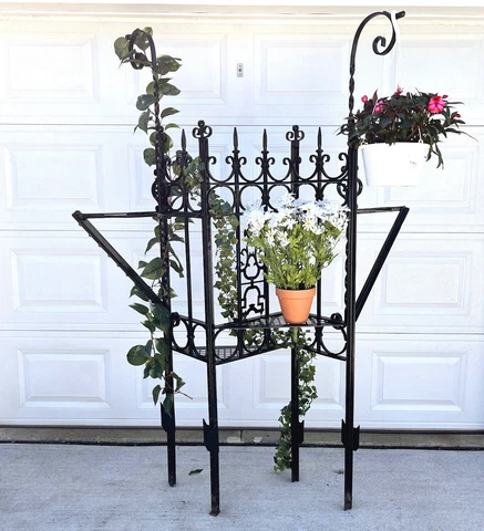 Architectural salvage garden trellis artist made antique iron welded fence OOAK Cover