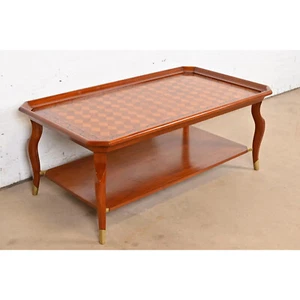 John Widdicomb Italian Provincial Parquetry Top Two-Tier Coffee Table - Picture 1 of 10