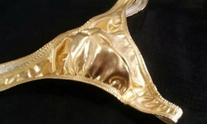 Estilo de oro metálico o plata: tanga de baño para hombre s m l o xl hecha a mano en EE. UU. - Imagen 1 de 3