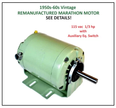 Vintage Mint Green 115v 1/3 hp MARATHON MOTOR 90D48S17D907AW 1725 rpm CCW 5/8" - Image 1 of 3