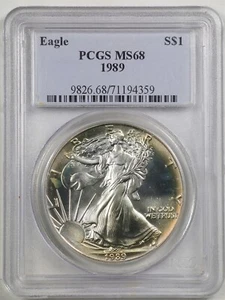 1989 1oz Silver American Eagle MS68 PCGS 71194359 - Picture 1 of 2