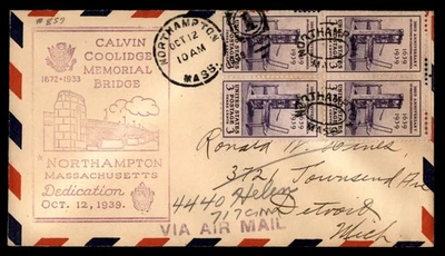 Mayfairstamps US 1939 Calving Coolidge Bridge Northampton Cover aau_68477 - Image 1 of 2