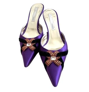 CHRISTIAN LACROIX Muli con tacco a gattino. Fiocco donna 36 (US 6) raso strass - Foto 1 di 9