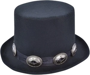 Black Rocker Style Top Hat - Fancy Dress Slash Victorian 1980s Fancy Dress BH642 - Picture 1 of 2