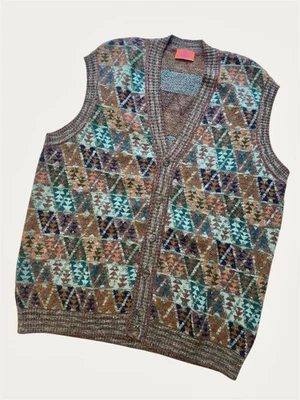Vintage Missoni Men’s Wool Vest 90s – Merino / Mohair Blend – Size XXL - Imagen 1 de 4