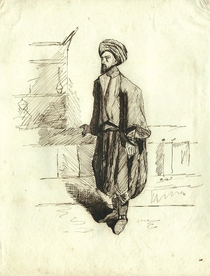 Attri. à Hippolyte Louis Emile PAUQUET (1797-1871) Dey d'Alger - Dessin original - Photo 1/1