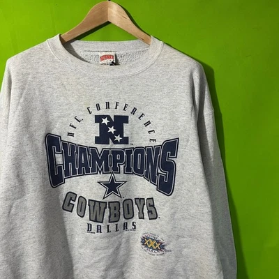 Moletom grande noz-moscada vintage Dallas Cowboys NFL Champions Super Bowl masculino cinza - Imagem 1 de 4