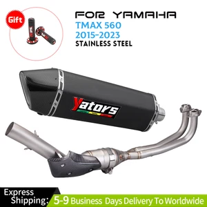 Exhaust Header Pipe Whole System Muffler Tips FOR YAMAHA TMAX 560 2015-2023 - Picture 1 of 8