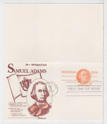 TurtlesTradingPost- Samuel Adams Reply Card -1973 FDC #UY24 Fleetwood Cachet - Image 1 of 2
