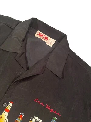 Camisa MD Malibu Dreams Para Hombres Manga Corta Negra Cerveza Las Vegas Talla L Abotonada Foto 1 de 4
