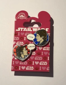 Disney Star Wars Valentine’s Day Han Solo & Leila I Love You I Know (2 Pin Set)  - Picture 1 of 2
