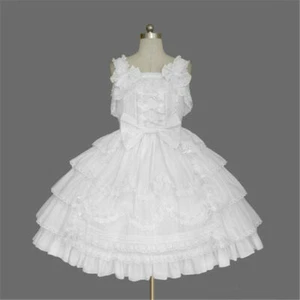 Sweet Lolita Punk Gothic Maid Wear White Dress Uniform Cosplay Costume Halloween - Picture 1 of 2