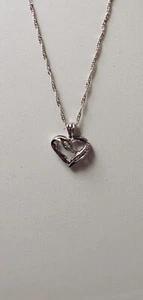 Diamond Necklace In 10 Karat White Gold With A 14 Karat White Gold Chain - Picture 1 of 4