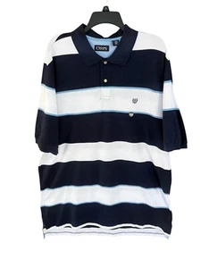 Chaps Navy & White Striped Polo Shirt 2XLT Short Sleeve Classic Fit Mens Casual - Picture 1 of 5