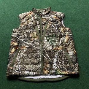Vintage Realtree Camo Vest Mens Medium Brown Puffer Hunting Fishing Camouflage - Picture 1 of 8