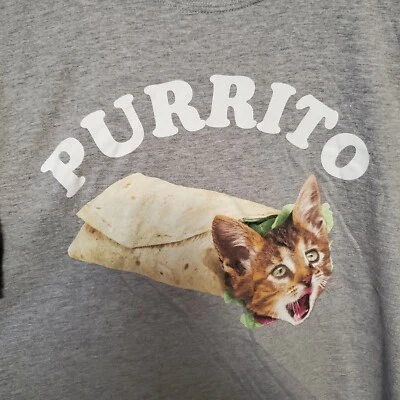 Camiseta JEM Purrito Gris XL gato burrito maullido gato atigrado  Foto 1 de 4