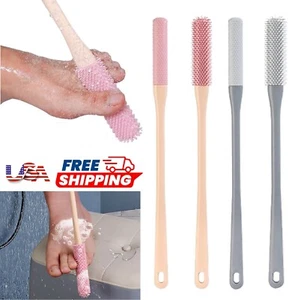 2× Toe Gap Cleaning Brush Foot Scrubber Silicone Shower Long Handle Brush 15.7" - Picture 1 of 19