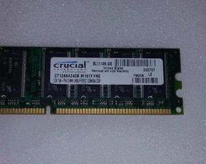1GB 184p PC3200 CL3 16c 64x8 DDR400 2Rx8 2.5V UDIMM RFB - Picture 1 of 1