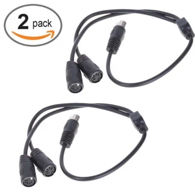 2Pc 50cm 5 PIN MIDI DIN 1 Male Plug to 2x Female Socket Y Splitter Adapter Cable - Image 1 of 4
