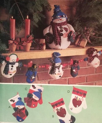 NEW VINTAGE XMAS TREE SKIRT ANGELS STOCKINGS SEWING PATTERN 9444 - Image 1 of 2